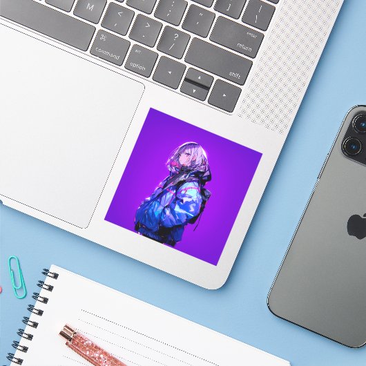 紫/Purple Seal | 東京娘 GenerartiveAI シール (ノートパソコンとiPhone)