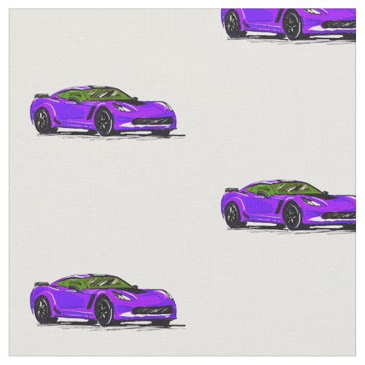 紫C7コルベット手描きスケッチ生地 ファブリック (クローズアップ)