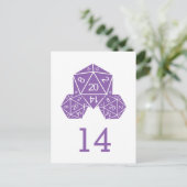 紫D20サイコロ表番号はがき ポストカード (スタンド正面)