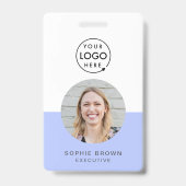 紫IDカード |ミニマルモダンスタイリッシュリスト写真 バッジ (正面)