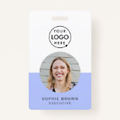 紫IDカード |ミニマルモダンスタイリッシュリスト写真 バッジ (正面)