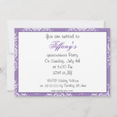 紫Sweet sixteenまたはキンセアニラパーティー 招待状 (裏面)