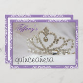 紫Sweet sixteenまたはキンセアニラパーティー 招待状 (正面/裏面)