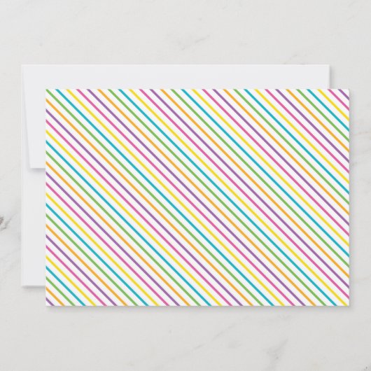 紫Tレックス恐竜ストライプ誕生日 招待状 (裏面)