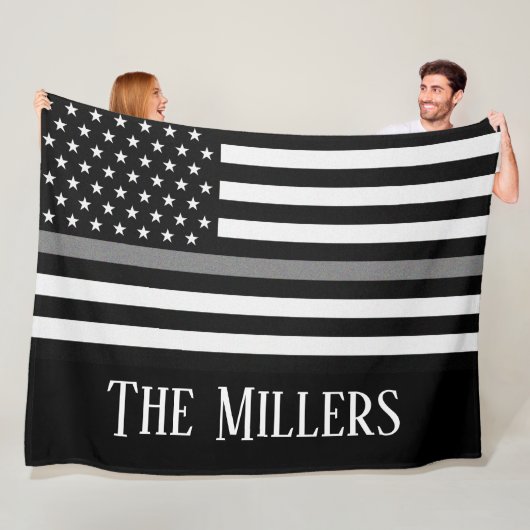 細いグパーソナライズされたレーの線フラグ フリースブランケット (インサイチュ)