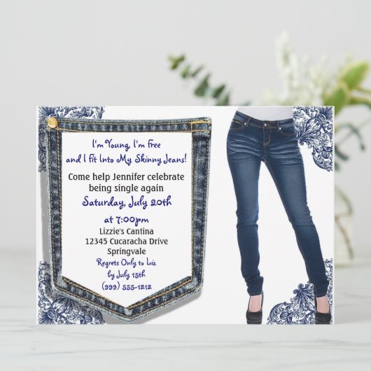 細いジーンズの離婚/破壊のパーティの招待状 招待状 (スタンド正面)