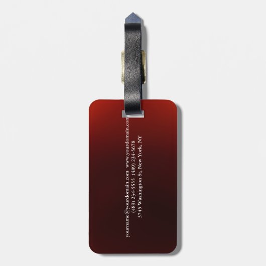細いスリムダークレッドプロフェッショナル名刺 ラゲッジタグ (裏面縦)