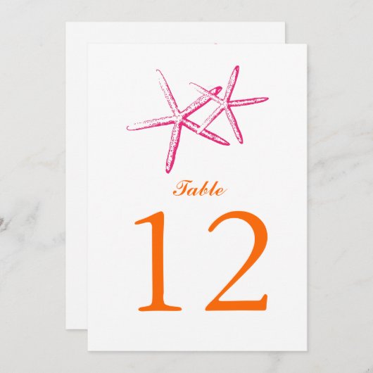細いヒトデ | テーブル番号 招待状 (正面/裏面)