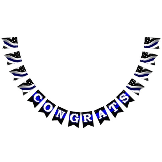 細いブルーラインおめでとうバウンティングフラグ バンティングフラッグ (全)