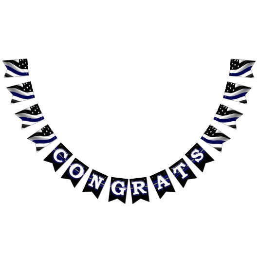 細いブルーラインおめでとう バンティングフラッグ (全)