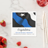 細いブルーラインフラッグおめでとう警察パーティー スタンダードカクテルナプキン (インサイチュ)