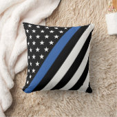 細いブルーライン警察のスターとストライプがピルをスロー クッション (ブランケット)