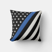 細いブルーライン警察のスターとストライプがピルをスロー クッション (正面)