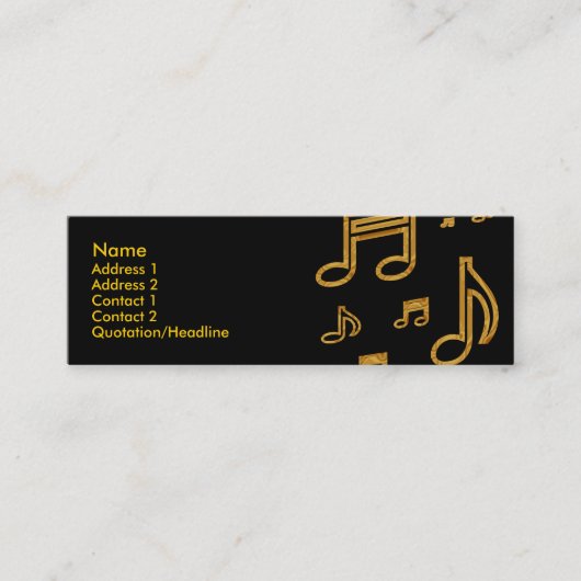 細いプロフィールカードテンプレート-金ゴールドノート スキニー名刺 (正面)