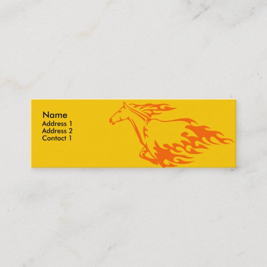 細いプロフィールカード-燃えるような馬 スキニー名刺 (正面)