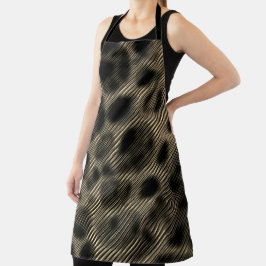 細いベージュストライプ色の円と奇妙な黒い円 エプロン