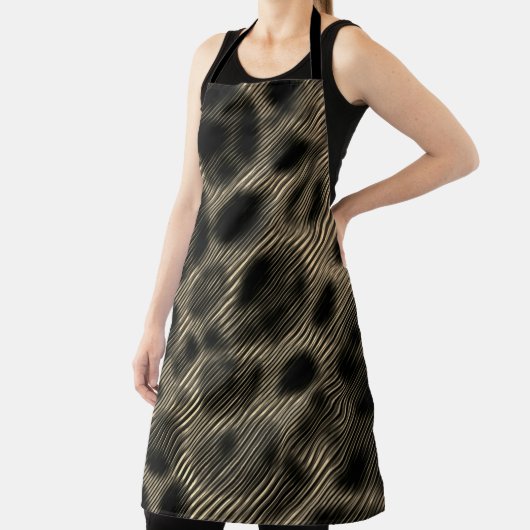 細いベージュストライプ色の円と奇妙な黒い円 エプロン (インサイチュ)