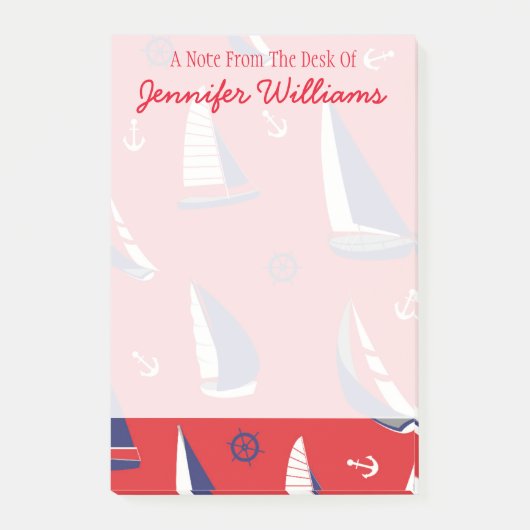 細いヨットパターン|はあなたの名前を加えます ポストイット (正面)