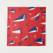 細いヨットパターン タペストリー (正面)