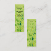 細い名刺の緑の蝶花柄 スキニー名刺 (正面/裏面)