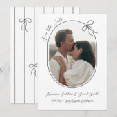 細い枠と小さなリボンのオーバル写真 セーブザデート (正面/裏面)