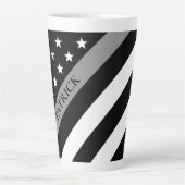 細い灰色の線補正フラグモノグラム名大 カフェラテマグ (正面)