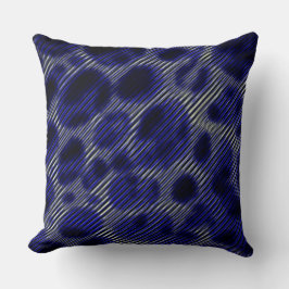 細い灰色ストライプの円と奇妙な青い円 クッション