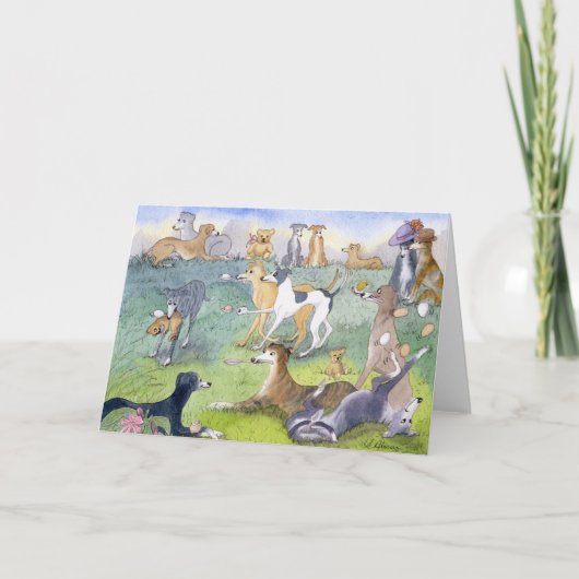 細い犬の卵およびスプーンのおもしろい! カード (正面)