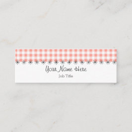 細い珊瑚のギンガムのストライブ柄の名刺 スキニー名刺