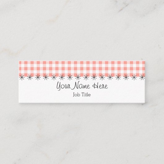 細い珊瑚のギンガムのストライブ柄の名刺 スキニー名刺 (正面)