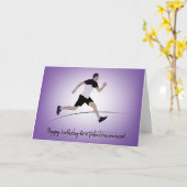 細い男の子のランナーの誕生日 カード (黄色い花)