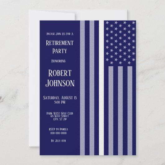 細い白い線の引退 招待状 (正面)