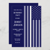 細い白い線の引退 招待状 (正面/裏面)