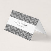 細い白黒モダンの山型ストライプのパターン 名刺 (正面)