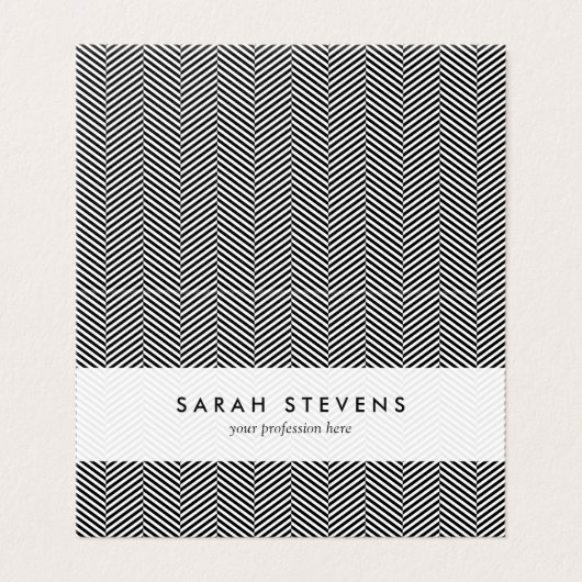 細い白黒モダンの山型ストライプのパターン 名刺 (外部フラット)