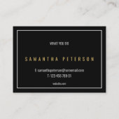 細い白、縁ど金ゴールド文字、黒 名刺 (裏面)