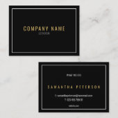 細い白、縁ど金ゴールド文字、黒 名刺 (正面/裏面)