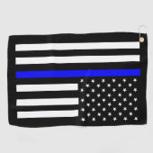 細い線の青いフラグ ゴルフタオル (横)