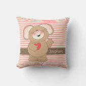 細い縦縞のかわいいマウスwのハートは、名前を加えます クッション (正面)