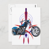 細い縦縞のオートバイ ポストカード (正面/裏面)