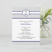 細い縦縞のナースの卒業のお祝いの招待 招待状 (スタンド正面)