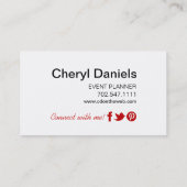 細い縦縞のモノグラムのイニシャルのイベントプランナーの赤 名刺 (裏面)