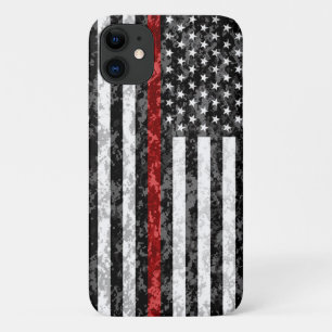 細い赤い線の迷彩柄フラグ iPhone 11 ケース