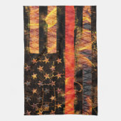 細い赤線と炎 キッチンタオル (縦)