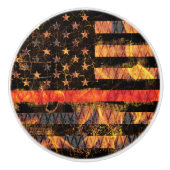 細い赤線と炎 セラミックノブ (正面)