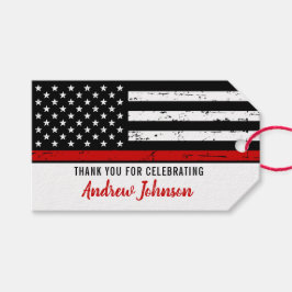 細い赤線ファイアマン消防士卒業 ギフトタグ