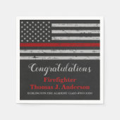 細い赤線ファイアマン消防士卒業 スタンダードカクテルナプキン (正面)