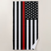 細い赤線フラグ ビーチタオル (正面)