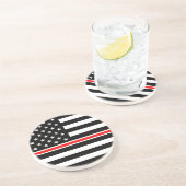 細い赤線消防士アメリカ国旗 コースター (側面)