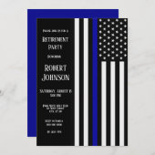 細い青い線の引退 招待状 (正面/裏面)